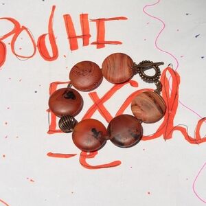 Red Agate & Leather Beaded Bracelet